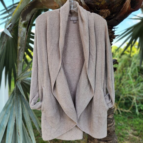 Barefoot Dreams CozyChic Lite Circle Cardigan M- DEEP TAUPE/BLUSH - Picture 1 of 7
